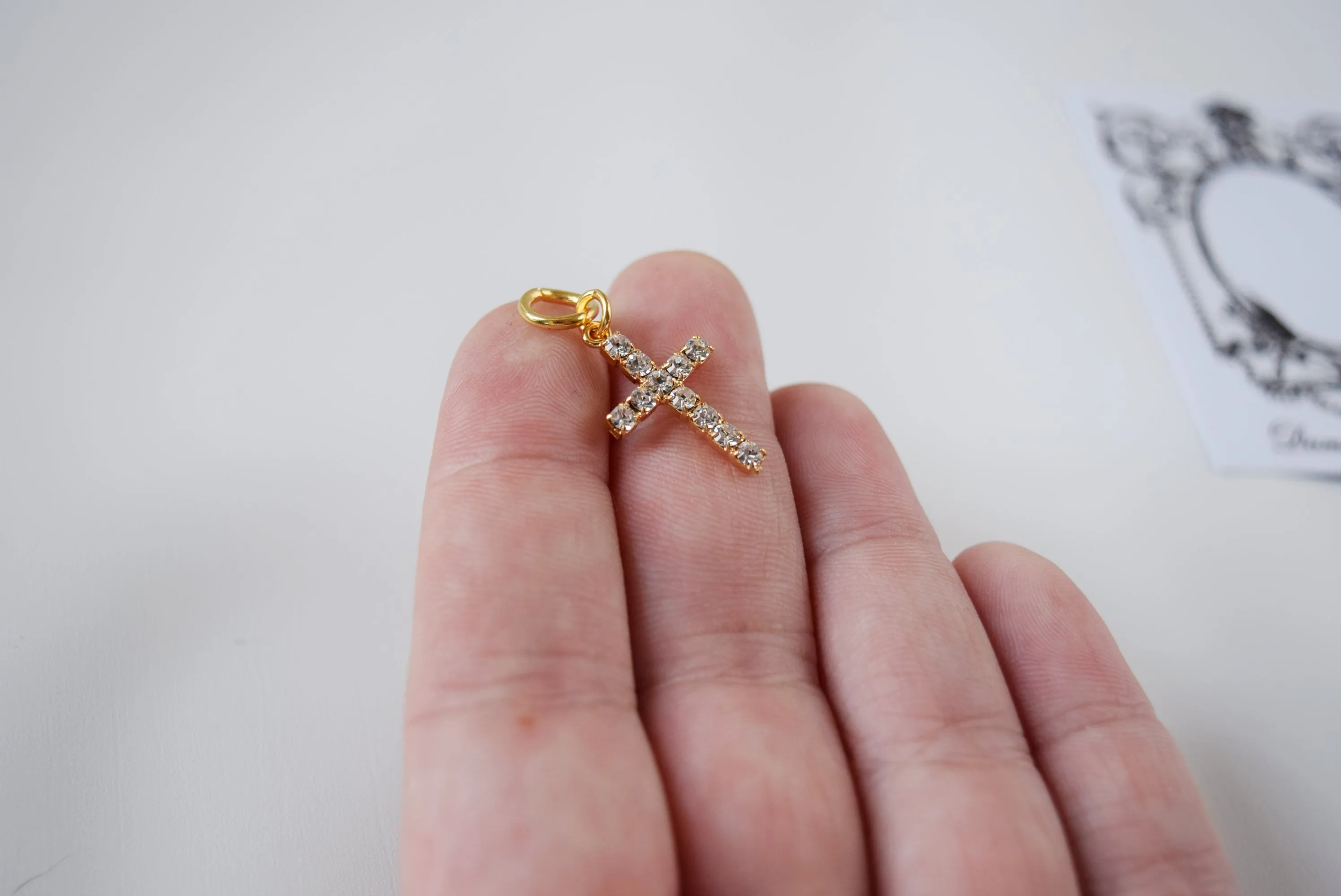 Cross Pendant - Tiny Crystal