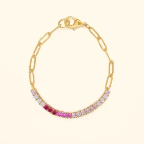 Crystal Royal Pink Ombre Link Chain Bracelet