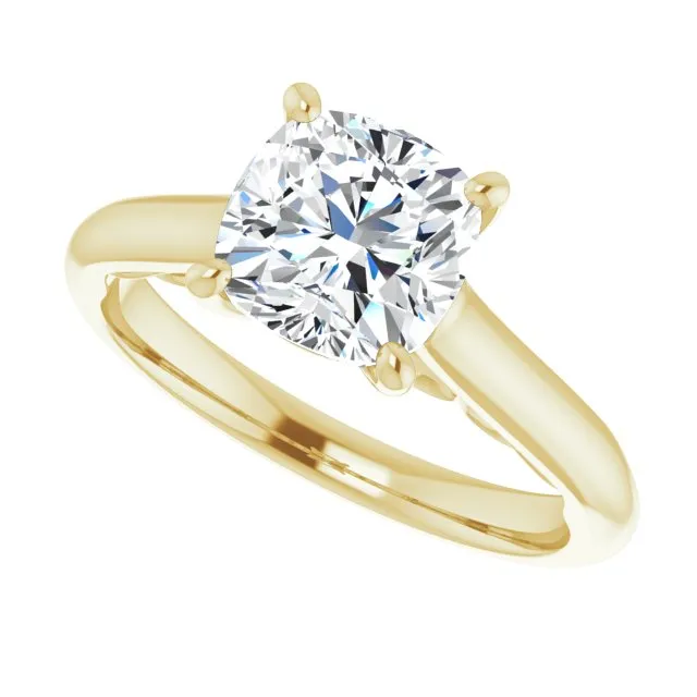 Cubic Zirconia Engagement Ring- The Adelaide (Customizable Cushion Cut Cathedral Solitaire with Two-Tone Option Decorative Trellis 'Down Under')