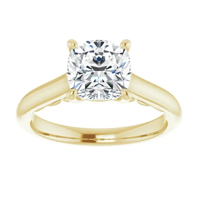 Cubic Zirconia Engagement Ring- The Adelaide (Customizable Cushion Cut Cathedral Solitaire with Two-Tone Option Decorative Trellis 'Down Under')