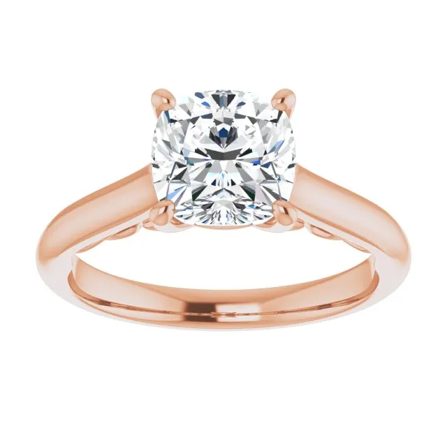 Cubic Zirconia Engagement Ring- The Adelaide (Customizable Cushion Cut Cathedral Solitaire with Two-Tone Option Decorative Trellis 'Down Under')