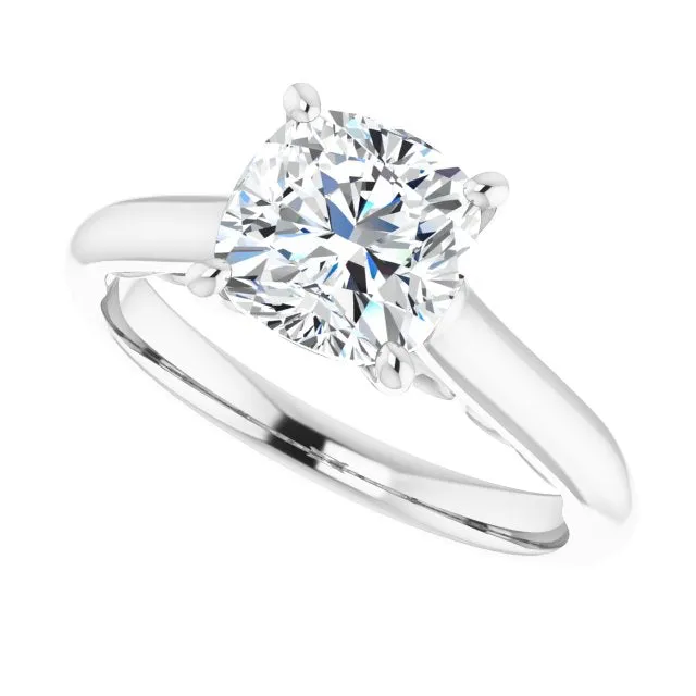 Cubic Zirconia Engagement Ring- The Adelaide (Customizable Cushion Cut Cathedral Solitaire with Two-Tone Option Decorative Trellis 'Down Under')