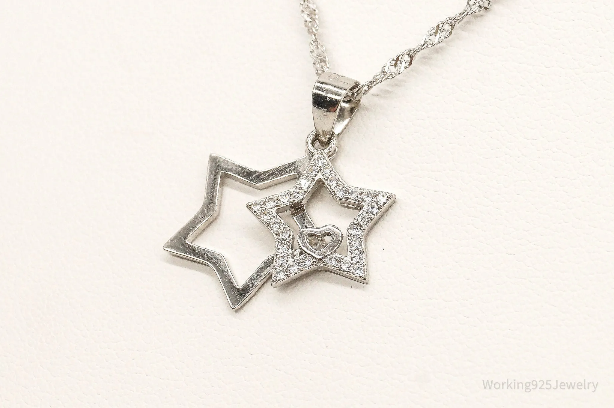 Cubic Zirconia Stars Sterling Silver Necklace