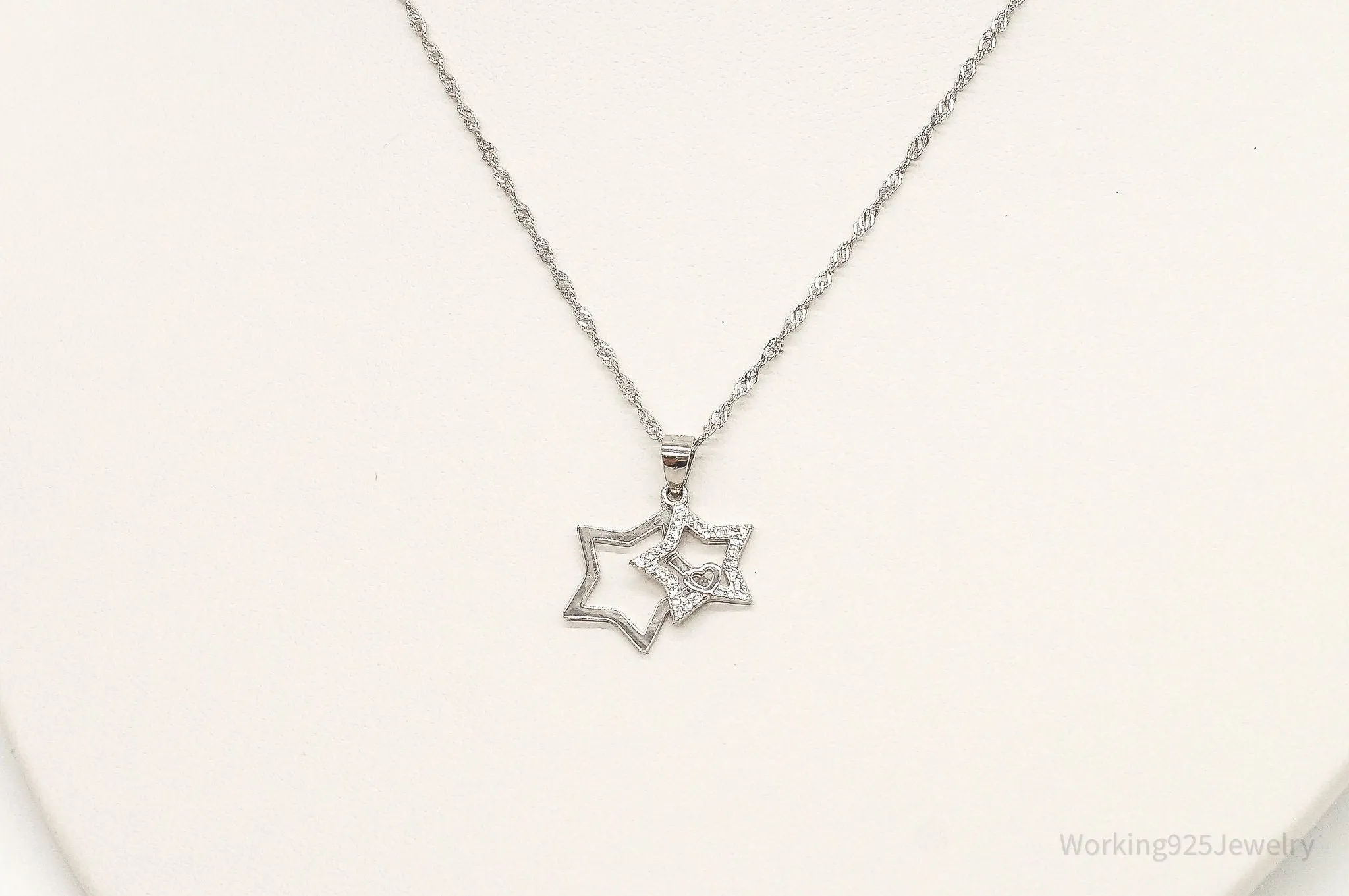 Cubic Zirconia Stars Sterling Silver Necklace