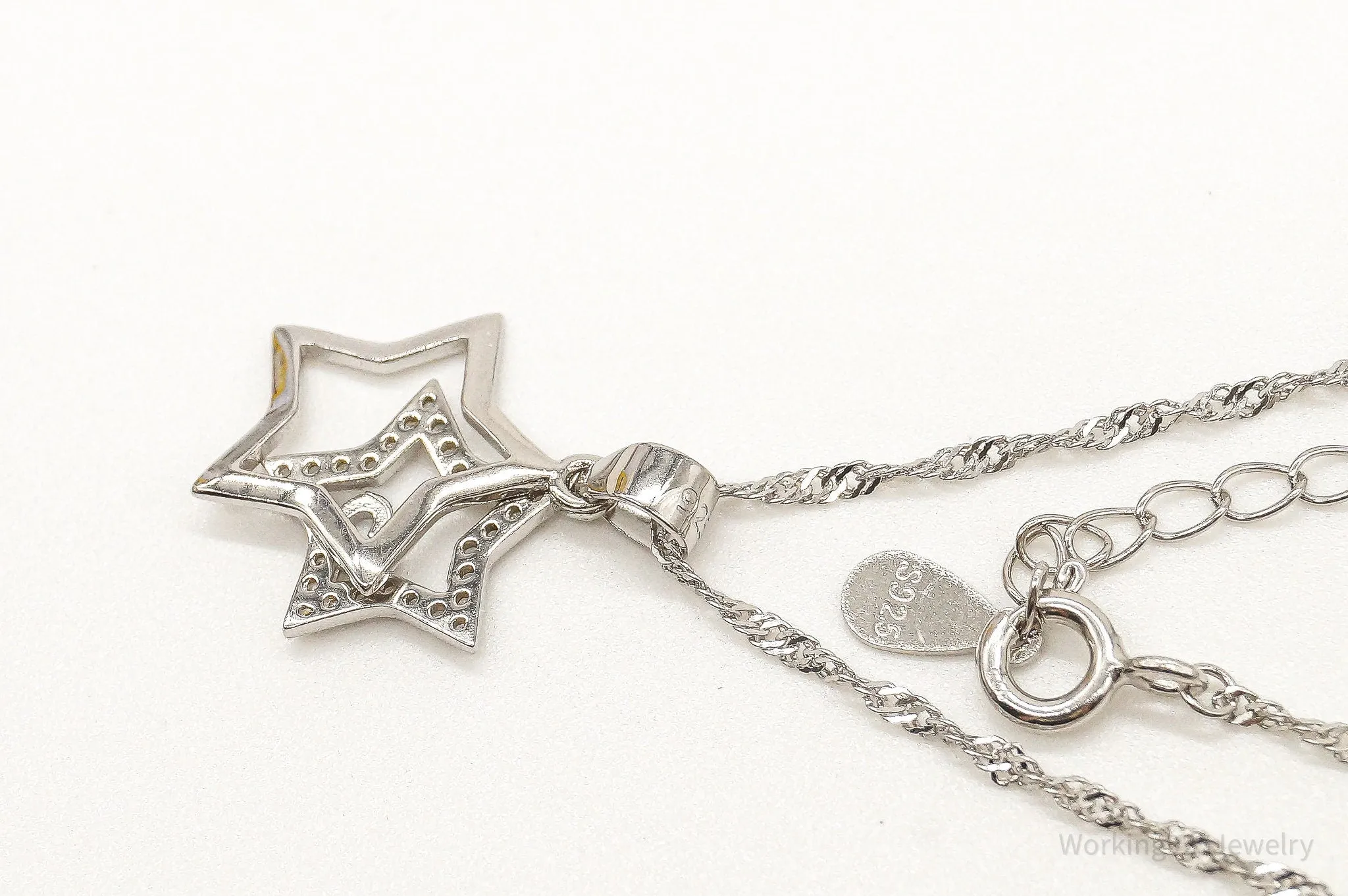 Cubic Zirconia Stars Sterling Silver Necklace