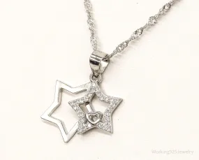 Cubic Zirconia Stars Sterling Silver Necklace