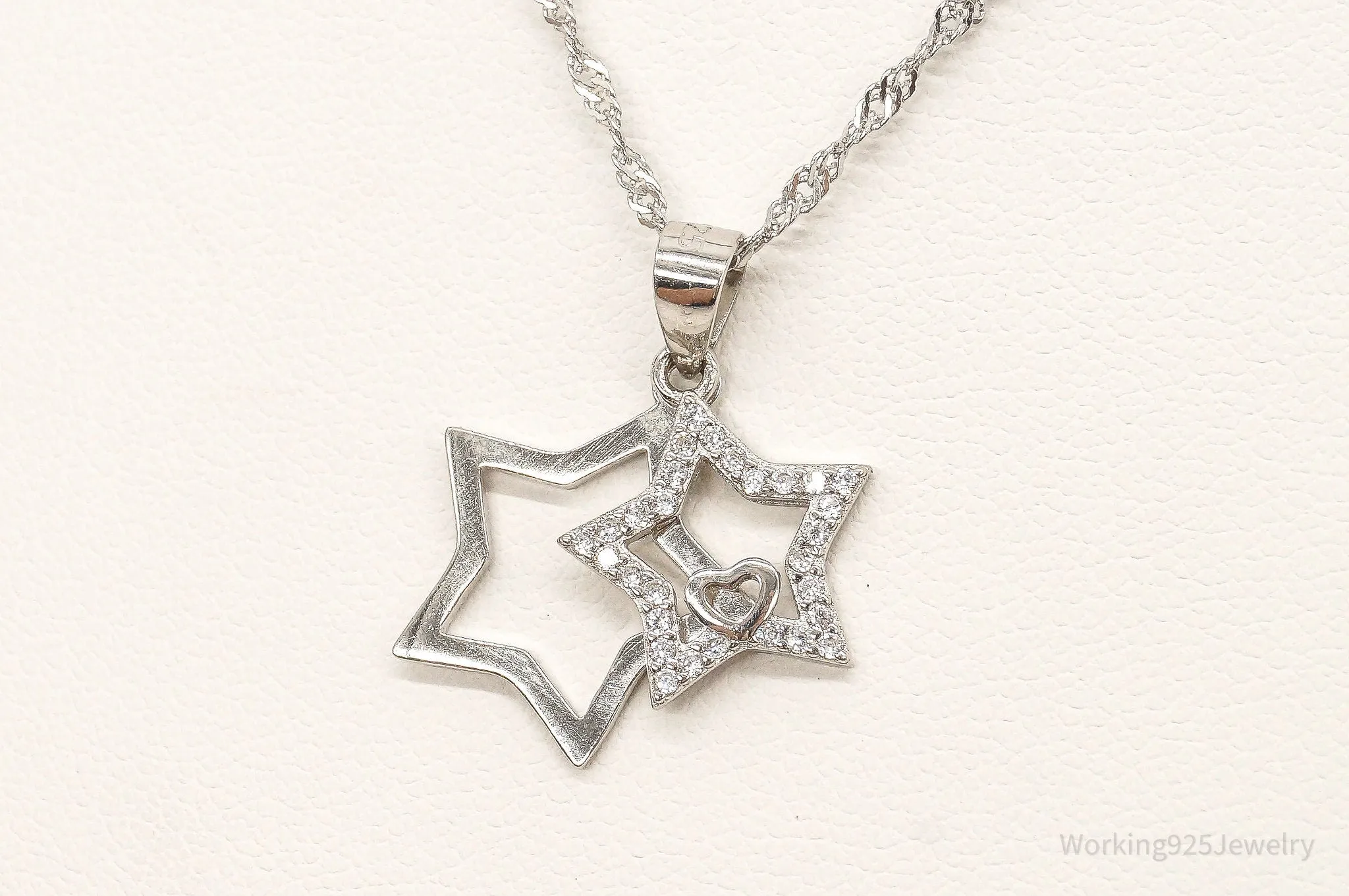 Cubic Zirconia Stars Sterling Silver Necklace