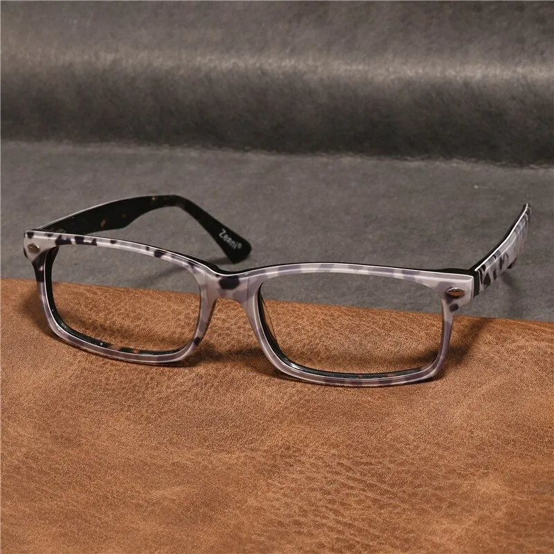 Cubojue Unisex Full Rim Square Tr 90 Titanium Myopic Reading Glasses 07131m