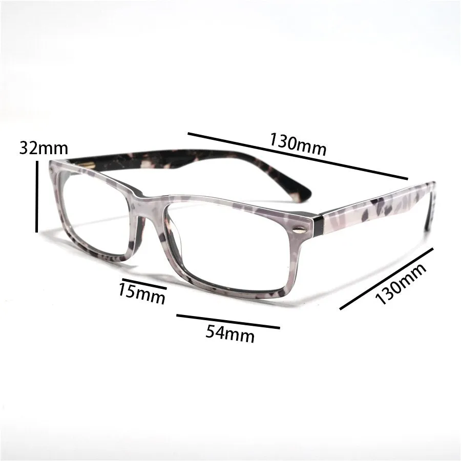 Cubojue Unisex Full Rim Square Tr 90 Titanium Myopic Reading Glasses 07131m