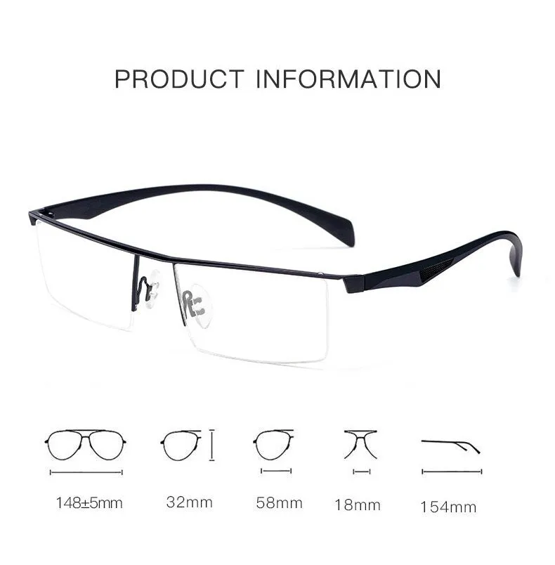 Cubojue Unisex Semi Rim Oversized Square Alloy Hyperopic Reading Glasses P8322