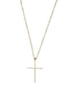 CZ Pave Cross Necklace Gold