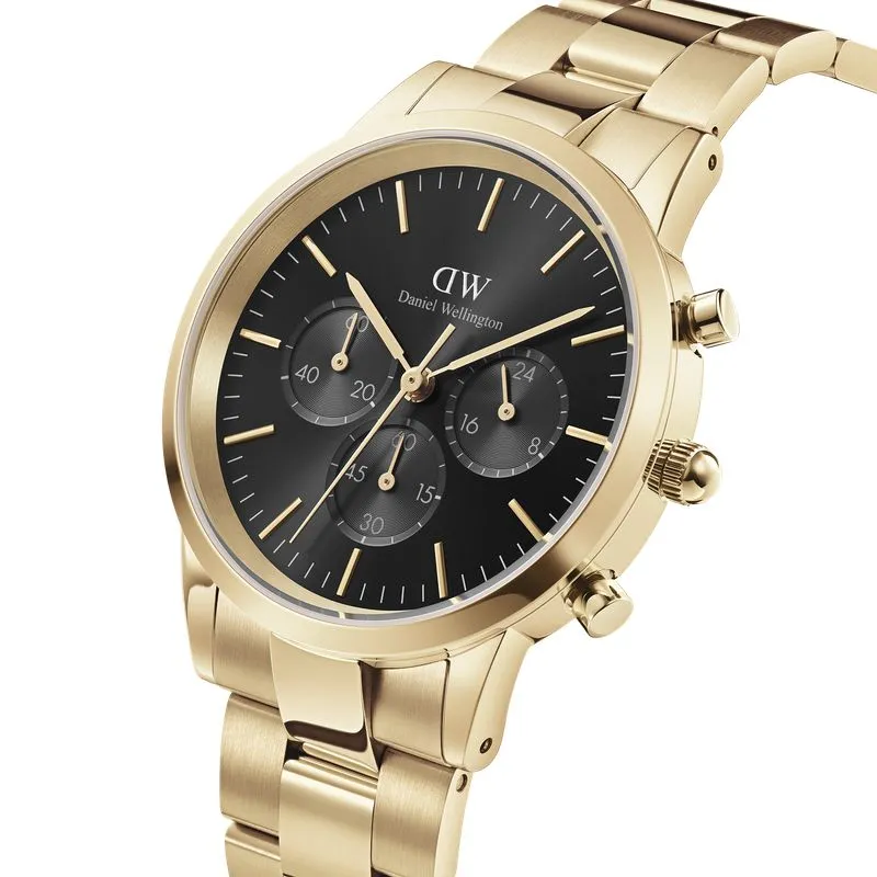 Daniel Wellington Iconic Chronograph Onyx Gold Watch 42mm