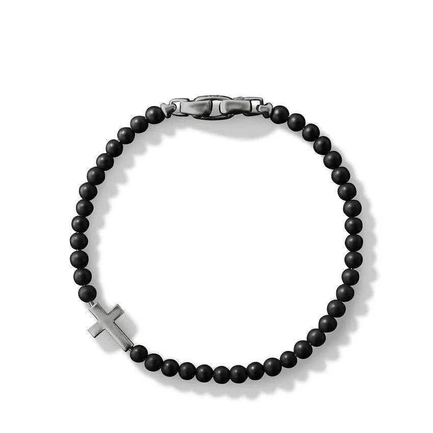 David Yurman Spiritual Beads Cross Station Bracelet with Black Onyx