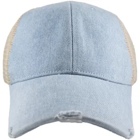 Denim Blue Wholesale Fitted Blank Trucker Hat