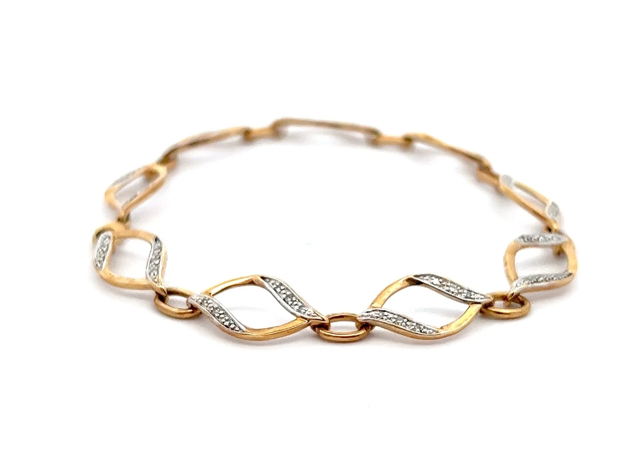 Diamond 10ct Yellow Gold Nine Link Bracelet