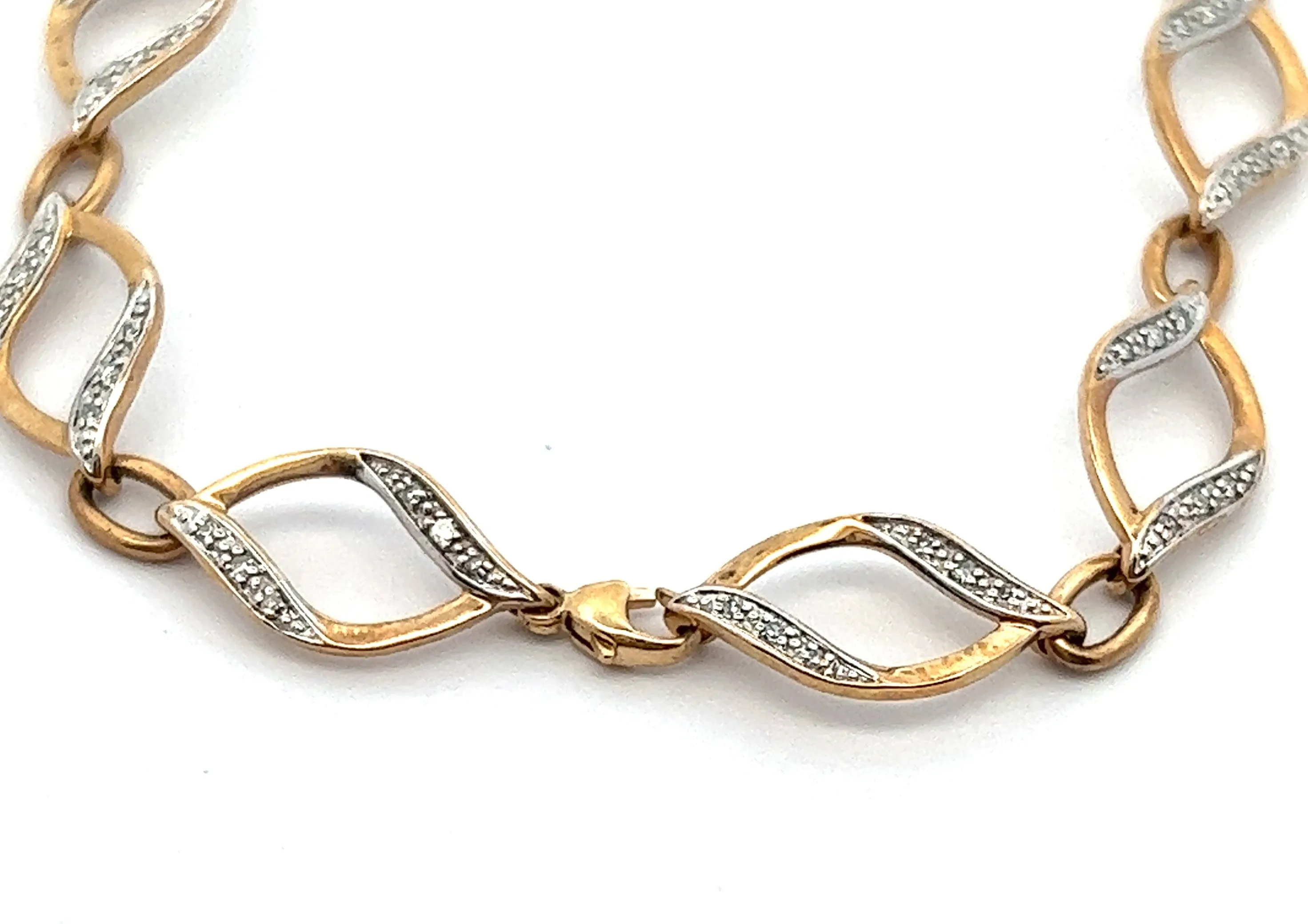 Diamond 10ct Yellow Gold Nine Link Bracelet