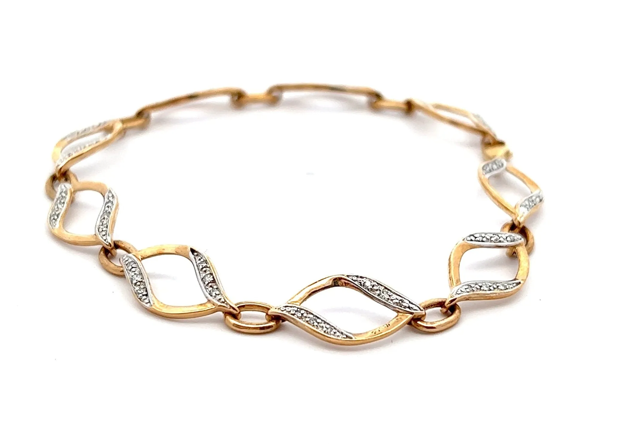 Diamond 10ct Yellow Gold Nine Link Bracelet