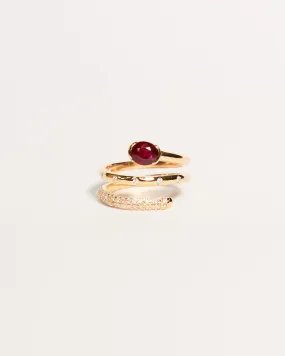 Diamond & Gemstone Spiral Ring No. 2 - Ruby, Solid 14k Gold | ONE-OF-A-KIND