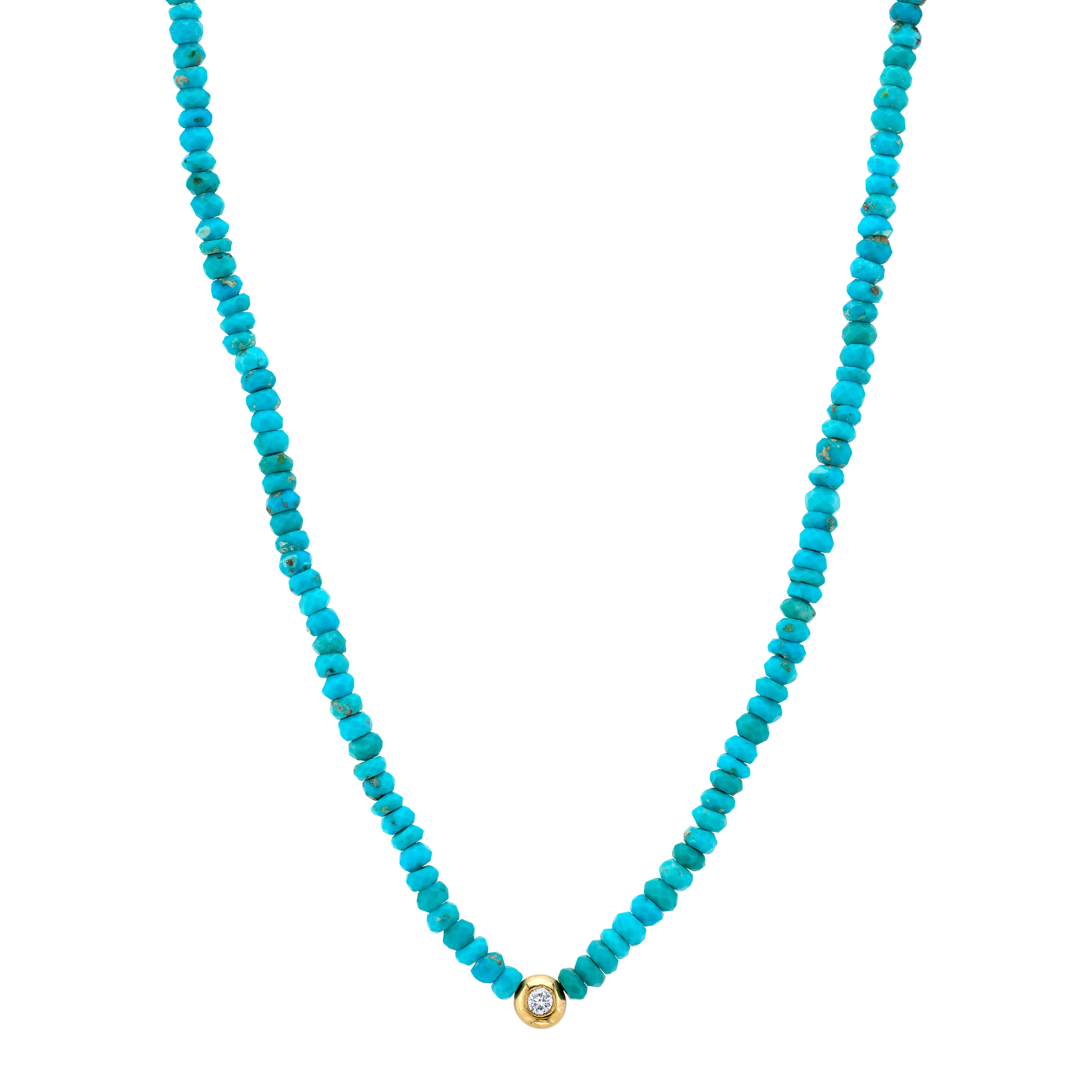 Diamond and Faceted Turquoise Beaded Necklace