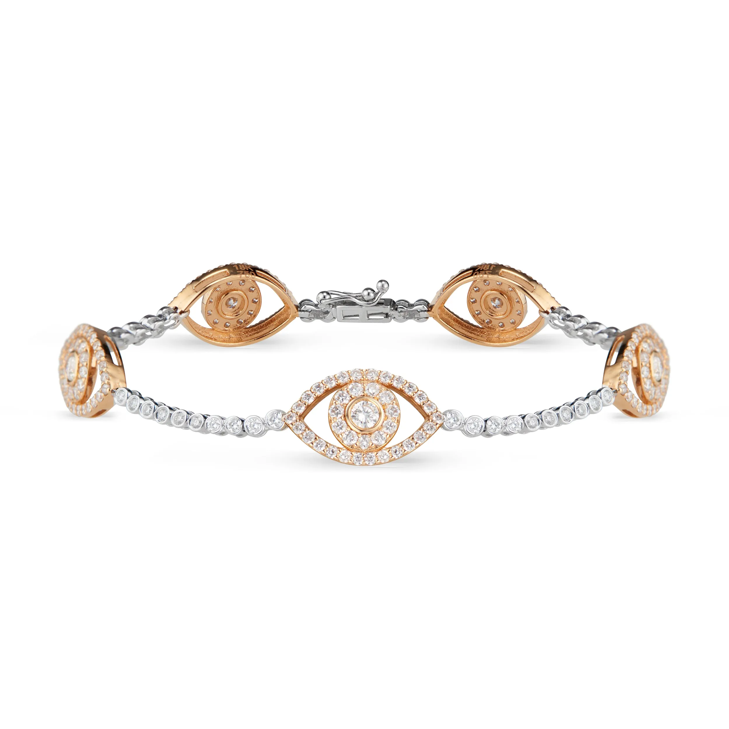 Diamond Bracelet with Evil Eye Stations