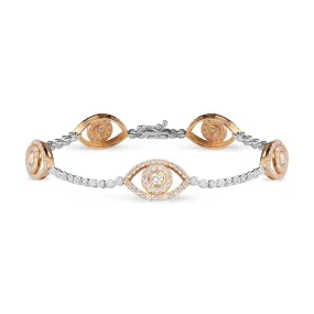 Diamond Bracelet with Evil Eye Stations