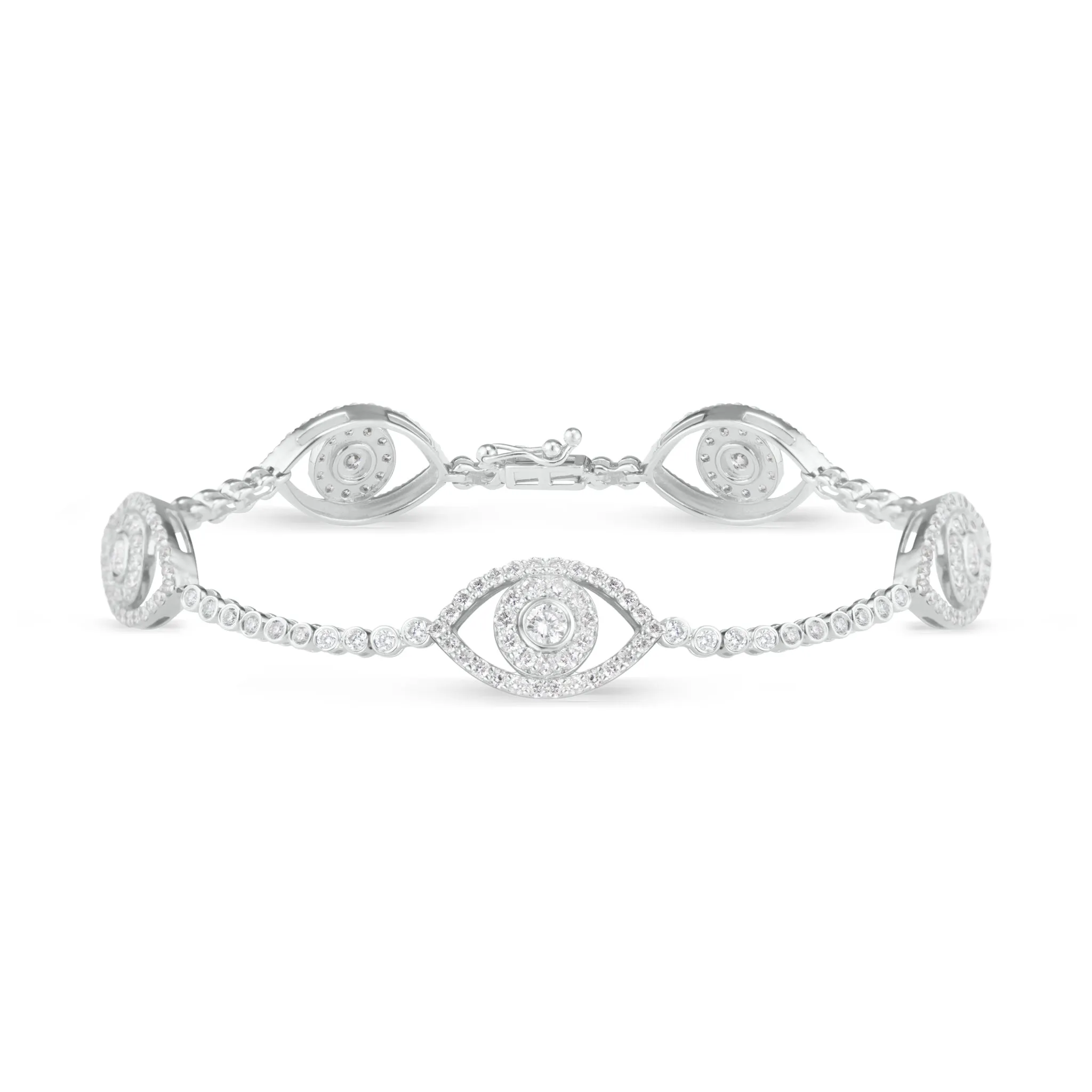 Diamond Bracelet with Evil Eye Stations