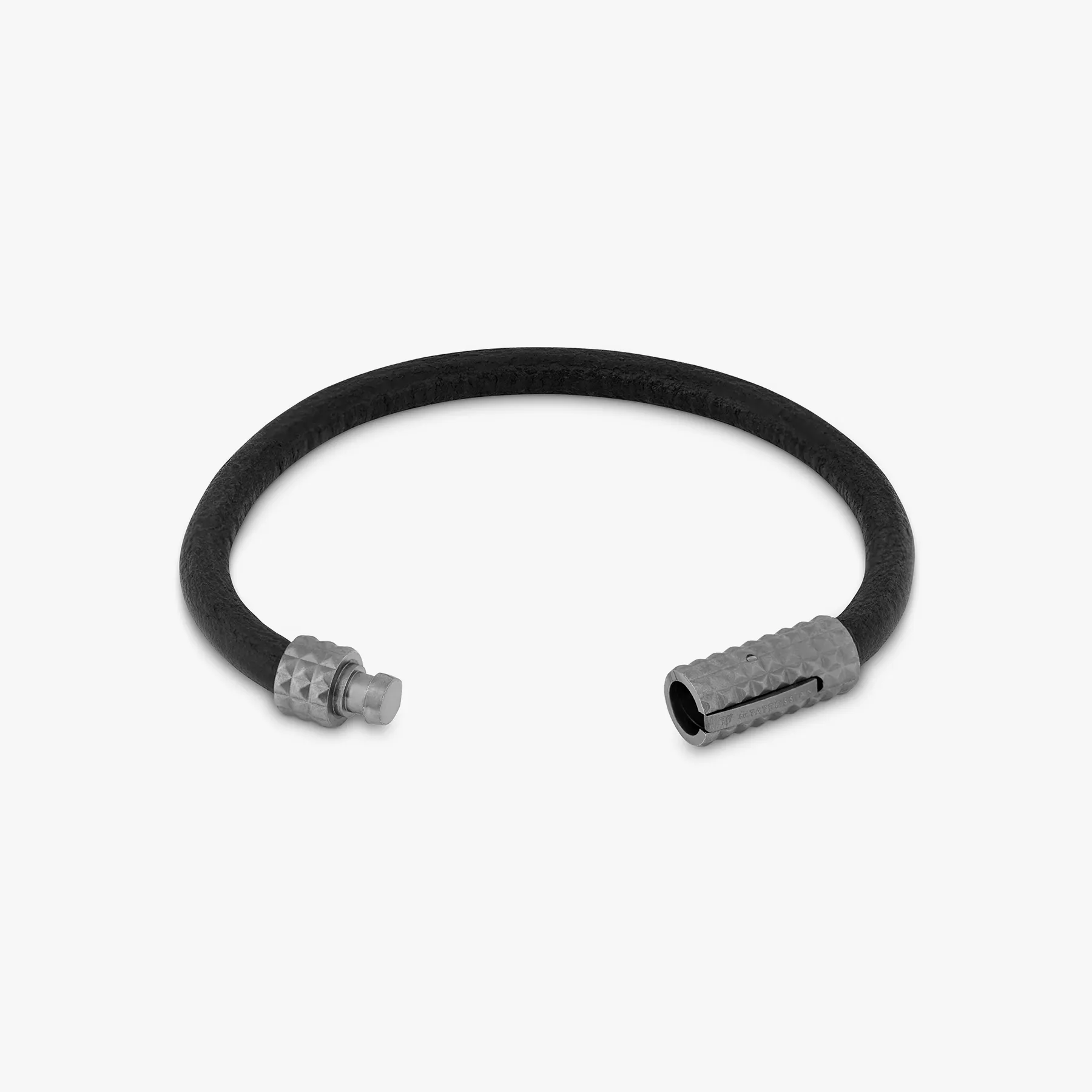 Diamond Giza Leather bracelet in black with Gunmetal plated