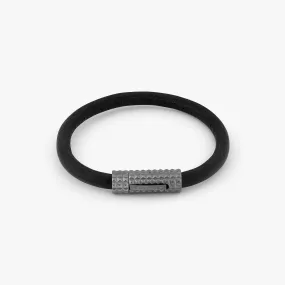 Diamond Giza Leather bracelet in black with Gunmetal plated