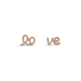 Diamond Love Script Stud Earrings