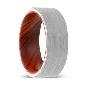 DIESEL | IRON Wood, White Tungsten Ring, Brushed, Flat