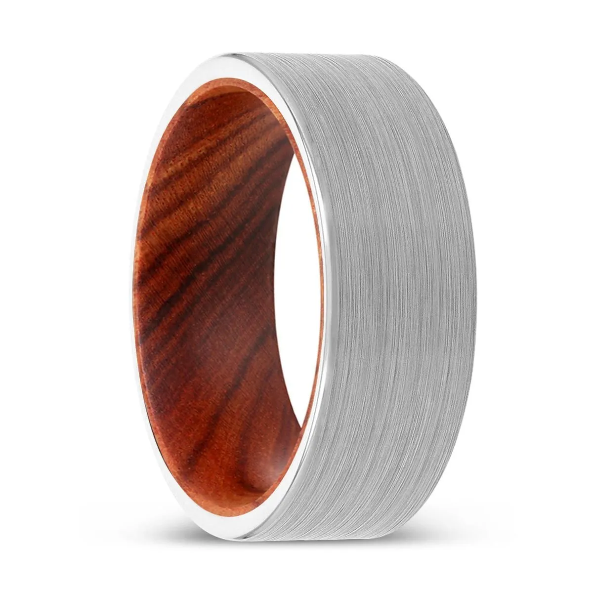 DIESEL | IRON Wood, White Tungsten Ring, Brushed, Flat