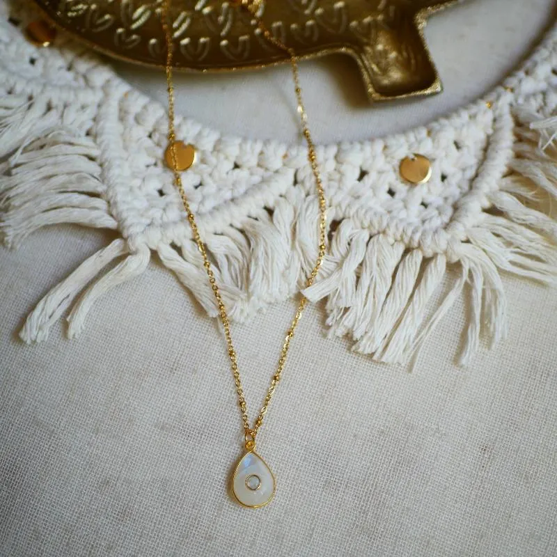 Dipta Moonstone Boho Necklace Gold