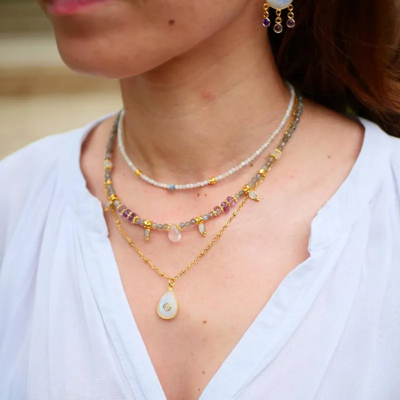 Dipta Moonstone Boho Necklace Gold