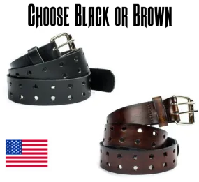 Double Hole Casual Leather Belt... USA Made!