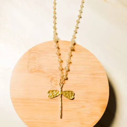 Dragonfly Gemstone Necklace