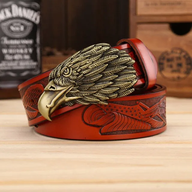 Eagle Head Buckle Genuine Leather Belt