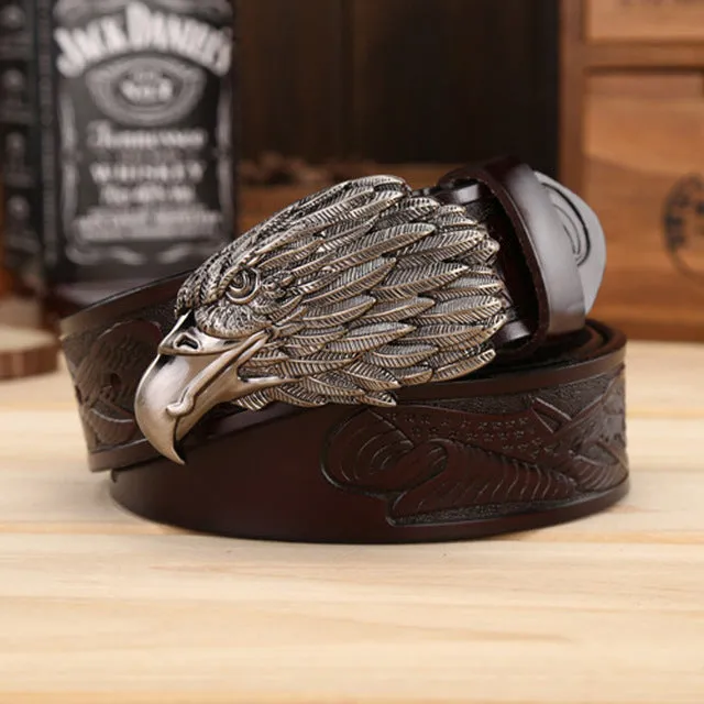 Eagle Head Buckle Genuine Leather Belt