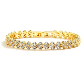 Elegant Gold Cubic Zirconia Wedding or Prom Tennis Bracelet