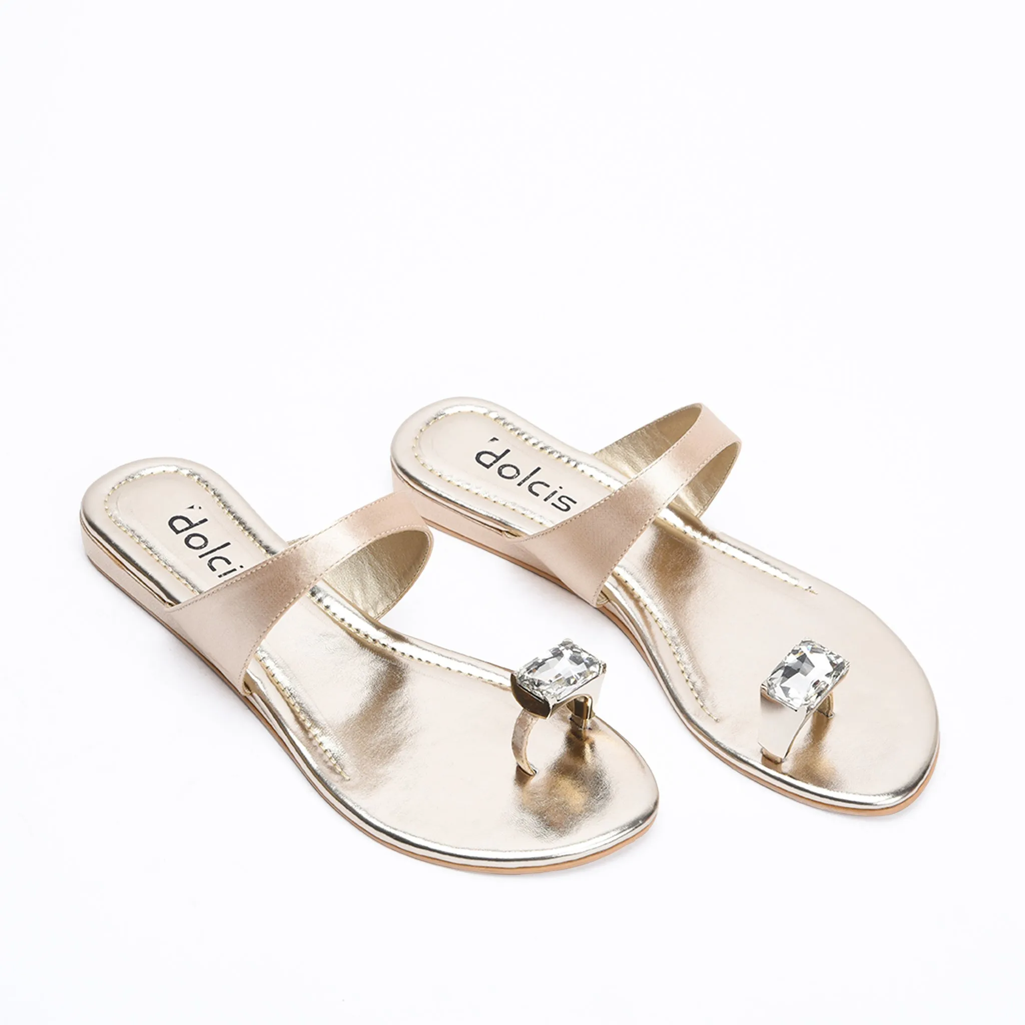 Elegant Gold Toe-Ring Slippers | 796Q-X