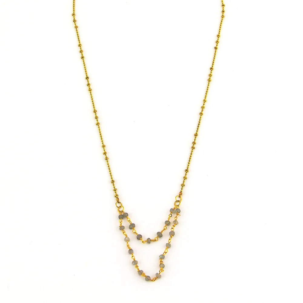 Ella: Double Gemstone Rosary Chain Necklace 