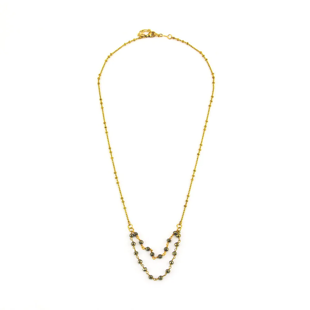 Ella: Double Gemstone Rosary Chain Necklace 