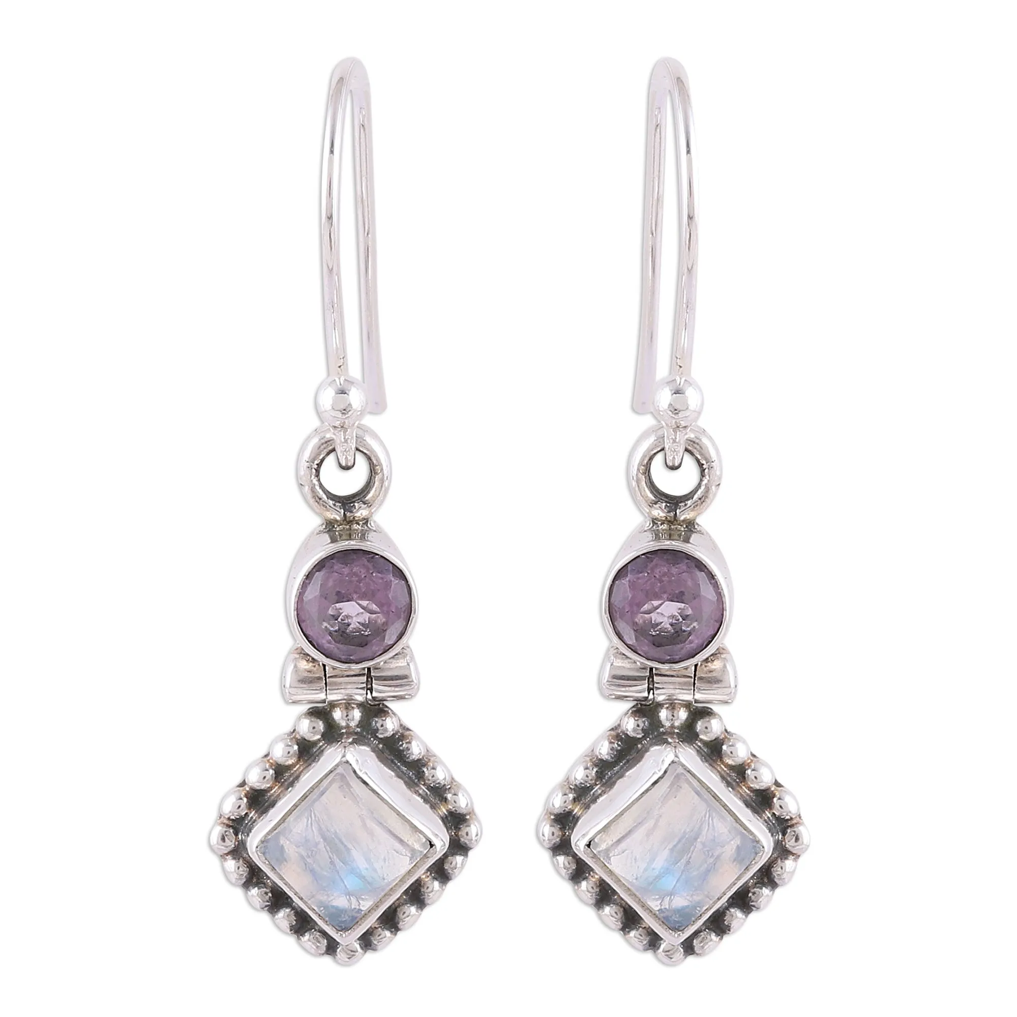 Enchanting Duo Handmade Multi-Gemstone Sterling Silver Dangle Earrings