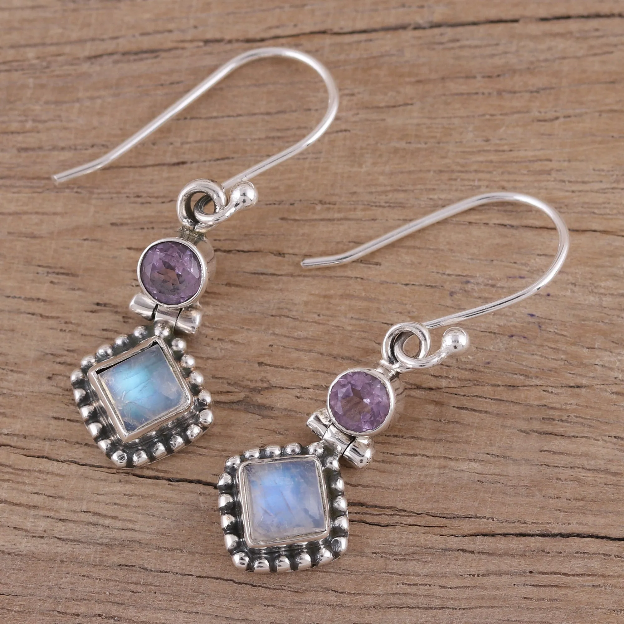 Enchanting Duo Handmade Multi-Gemstone Sterling Silver Dangle Earrings