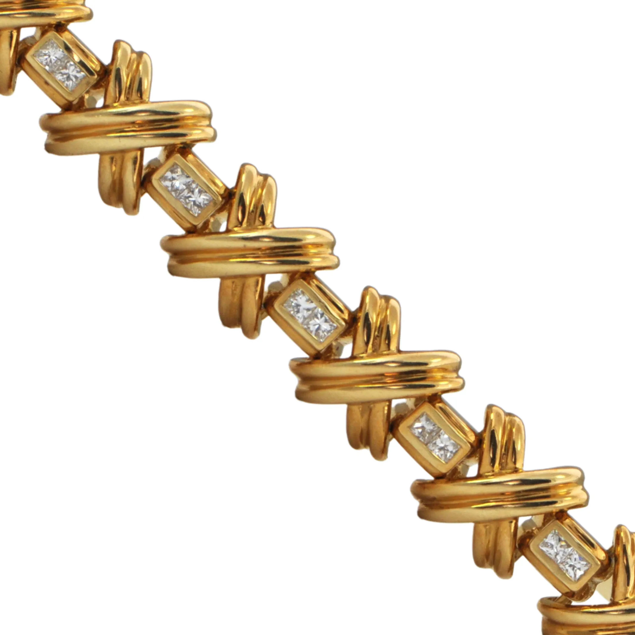 Estate Diamond 18k Gold 'X' Link Bracelet