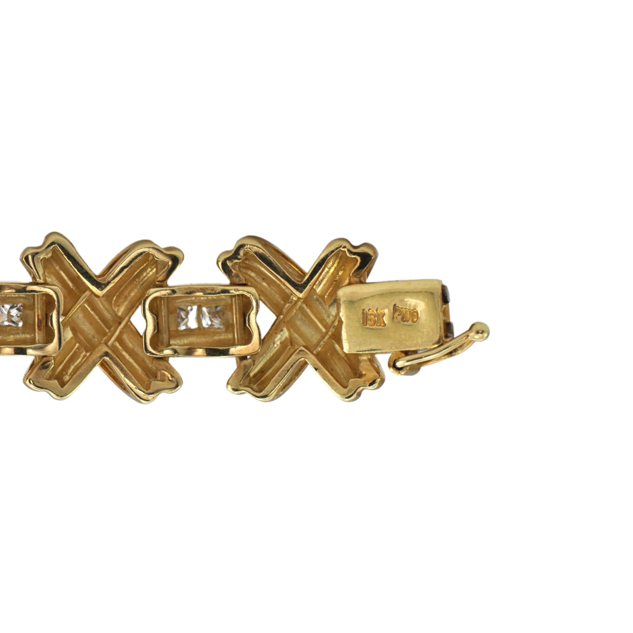 Estate Diamond 18k Gold 'X' Link Bracelet