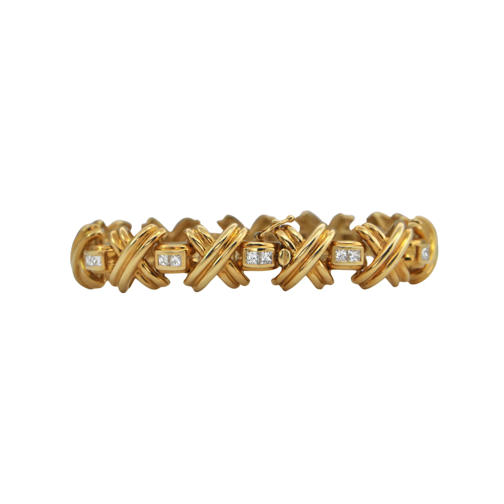 Estate Diamond 18k Gold 'X' Link Bracelet