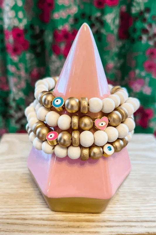 Evil Eye Beaded Bracelet | Hot Pink