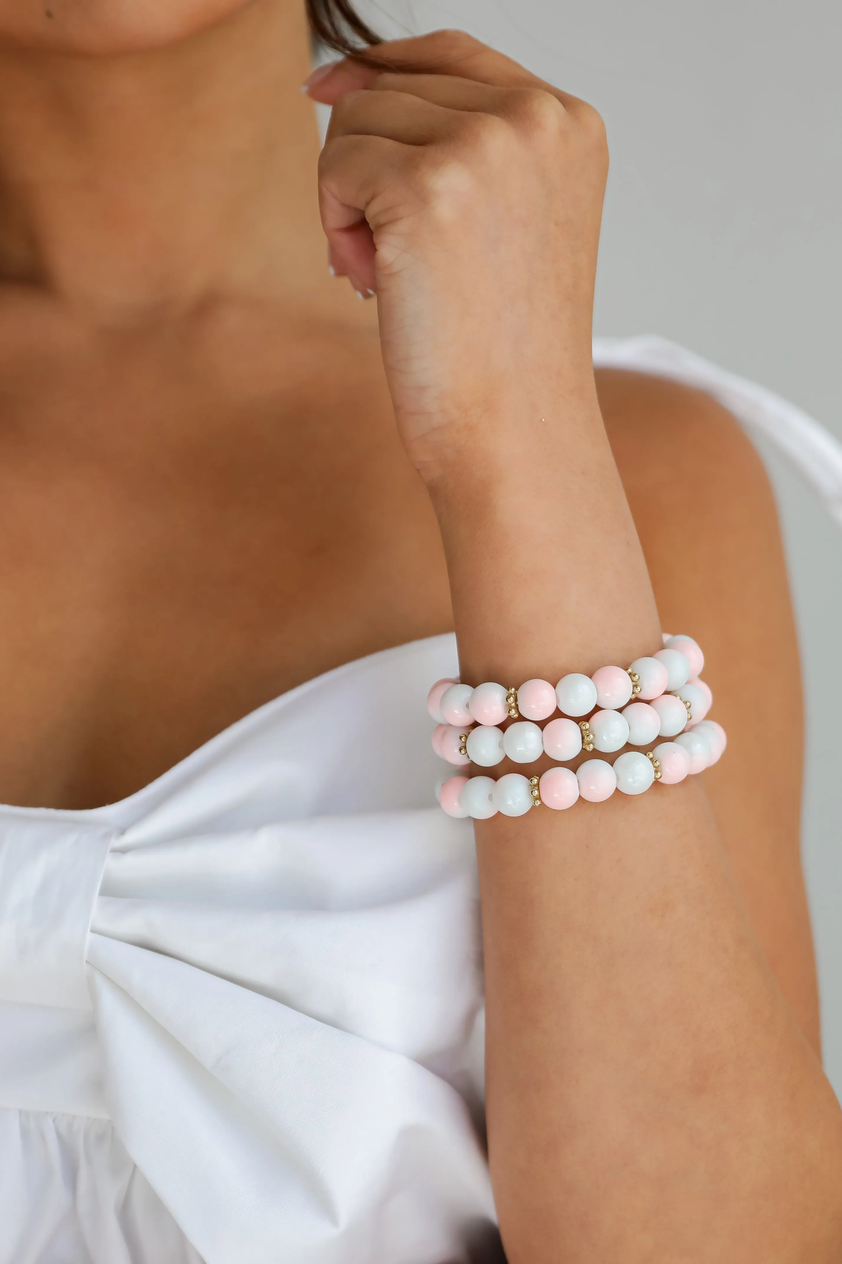 FINAL SALE - Delaney Pink Beaded Bracelet Set