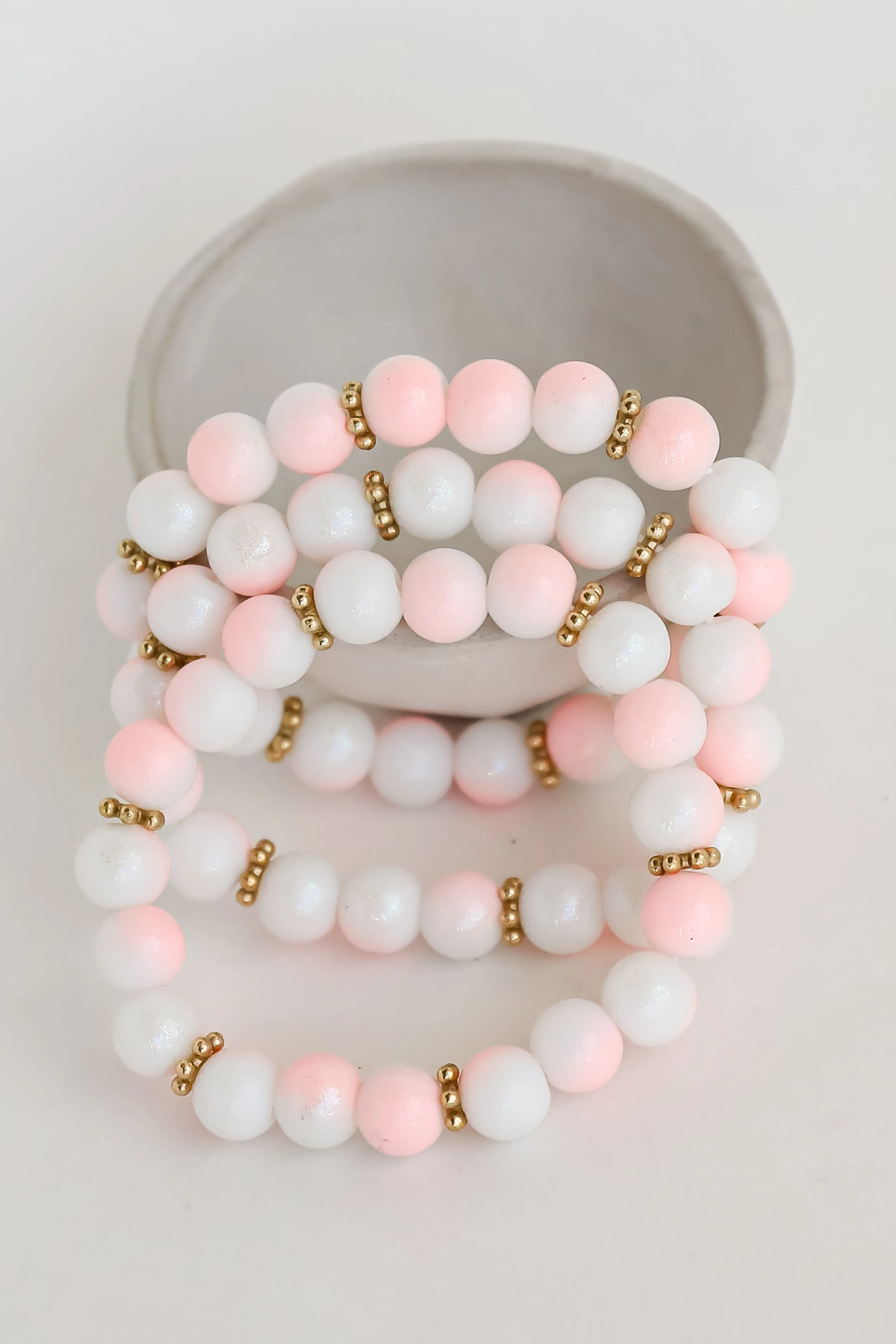 FINAL SALE - Delaney Pink Beaded Bracelet Set