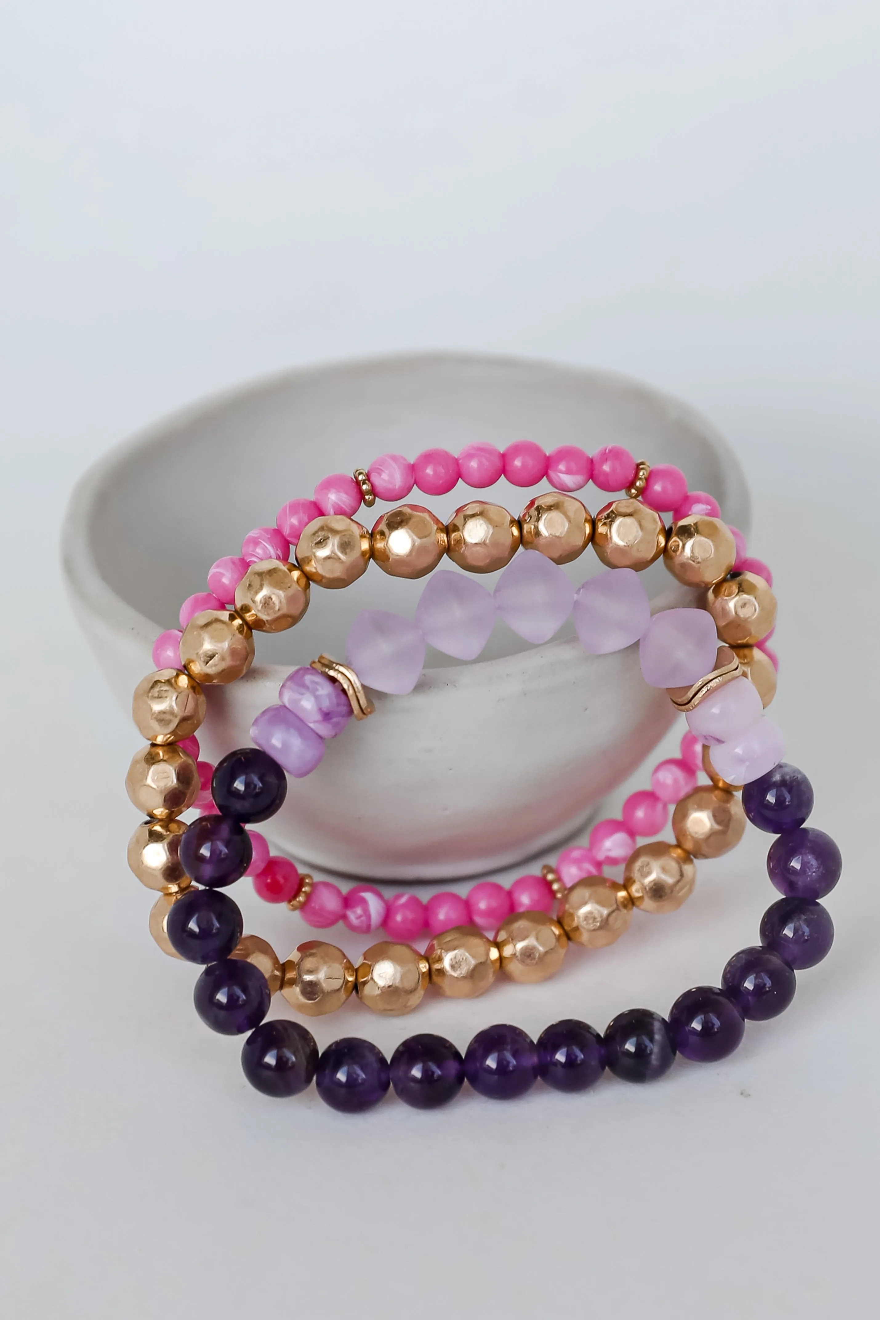 FINAL SALE - Eloise Purple Beaded Bracelet Set